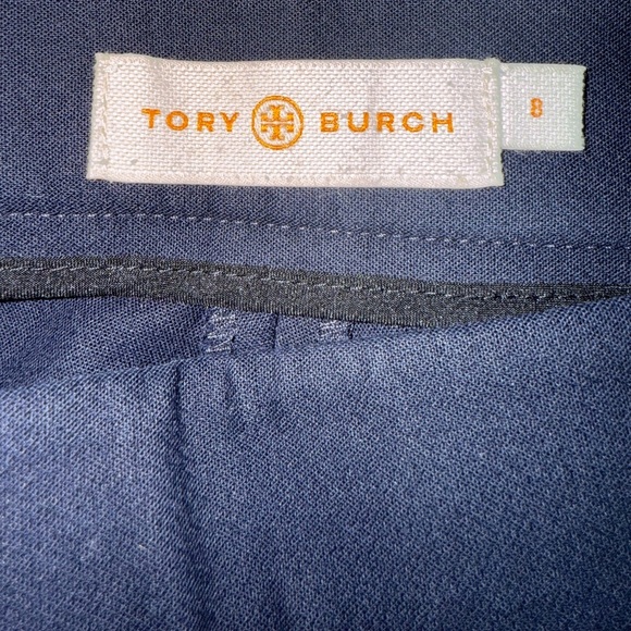 Tory Burch Stretch Side Zip Straight Dress Pants Side Panel Navy 8 - Picture 3 of 6